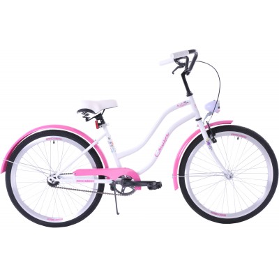 Detský bicykel 24" Kozbike Cruiser Bella bielo -ružový 14,5" 